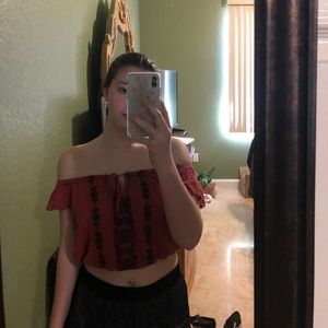 Orange red crop top